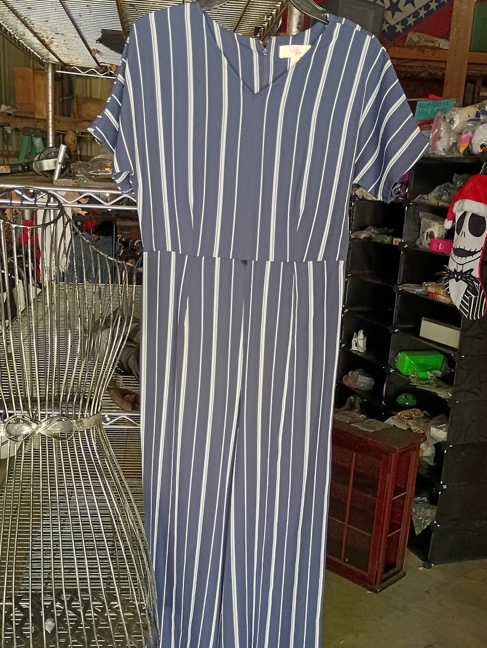 GB girls Navy and White Striped Jumpsuit